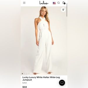 Lulus White Halter Jumpsuit - NWT. SIZE XS